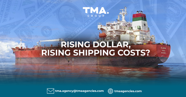 Illustration of MT Al-Amerat representing the impact of a stronger US dollar on Indonesia's shipping and maritime logistics industry through rising operational and transportation costs.