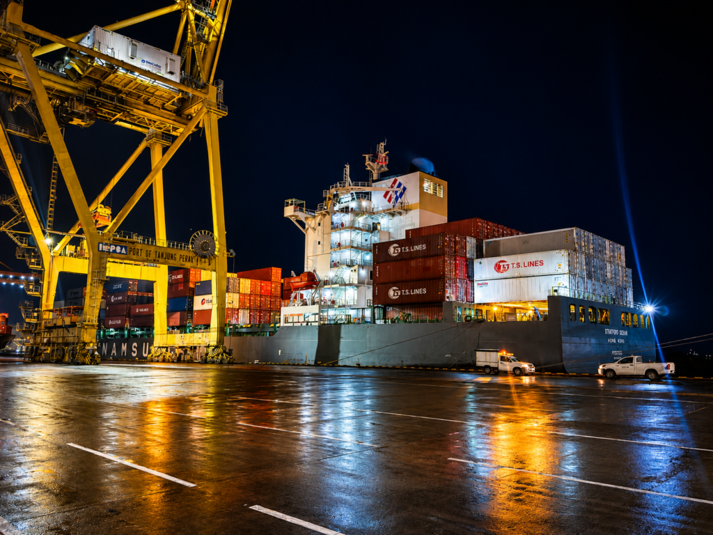 MV Starship Venus berthed at Surabaya Container Terminal (Terminal Peti Kemas Surabaya) for container operations with TMA Shipping agency support.