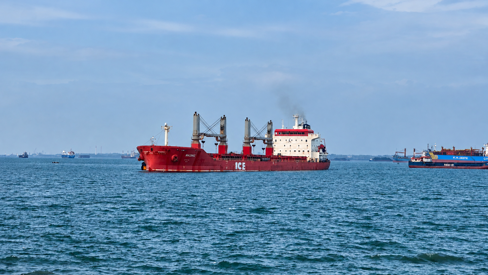 MV Nazmi C during berthing operations at Maspion Port, Gresik.