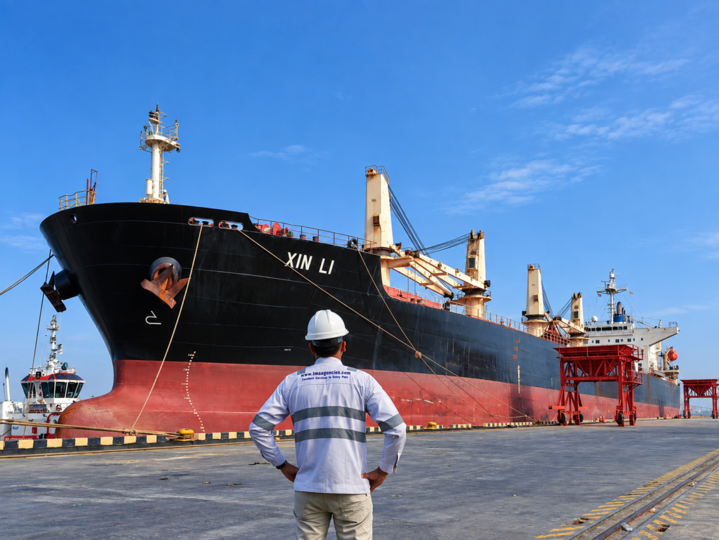 MV Xin Li berthed at JIIPE-BMS Port in Gresik, Indonesia
