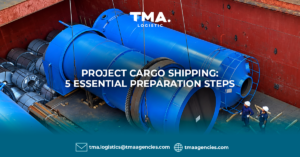 Industrial machinery loaded in a vessel for project cargo shipping by TMA Logistics.