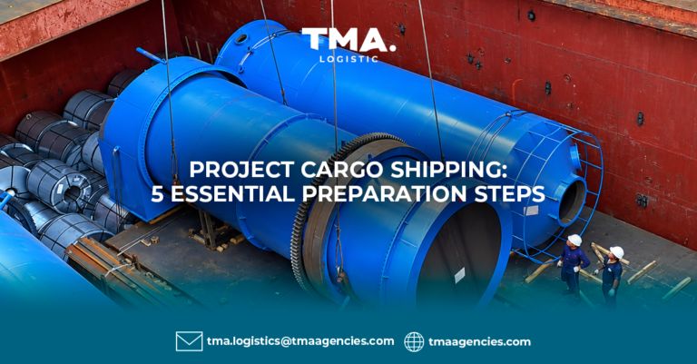 Industrial machinery loaded in a vessel for project cargo shipping by TMA Logistics.