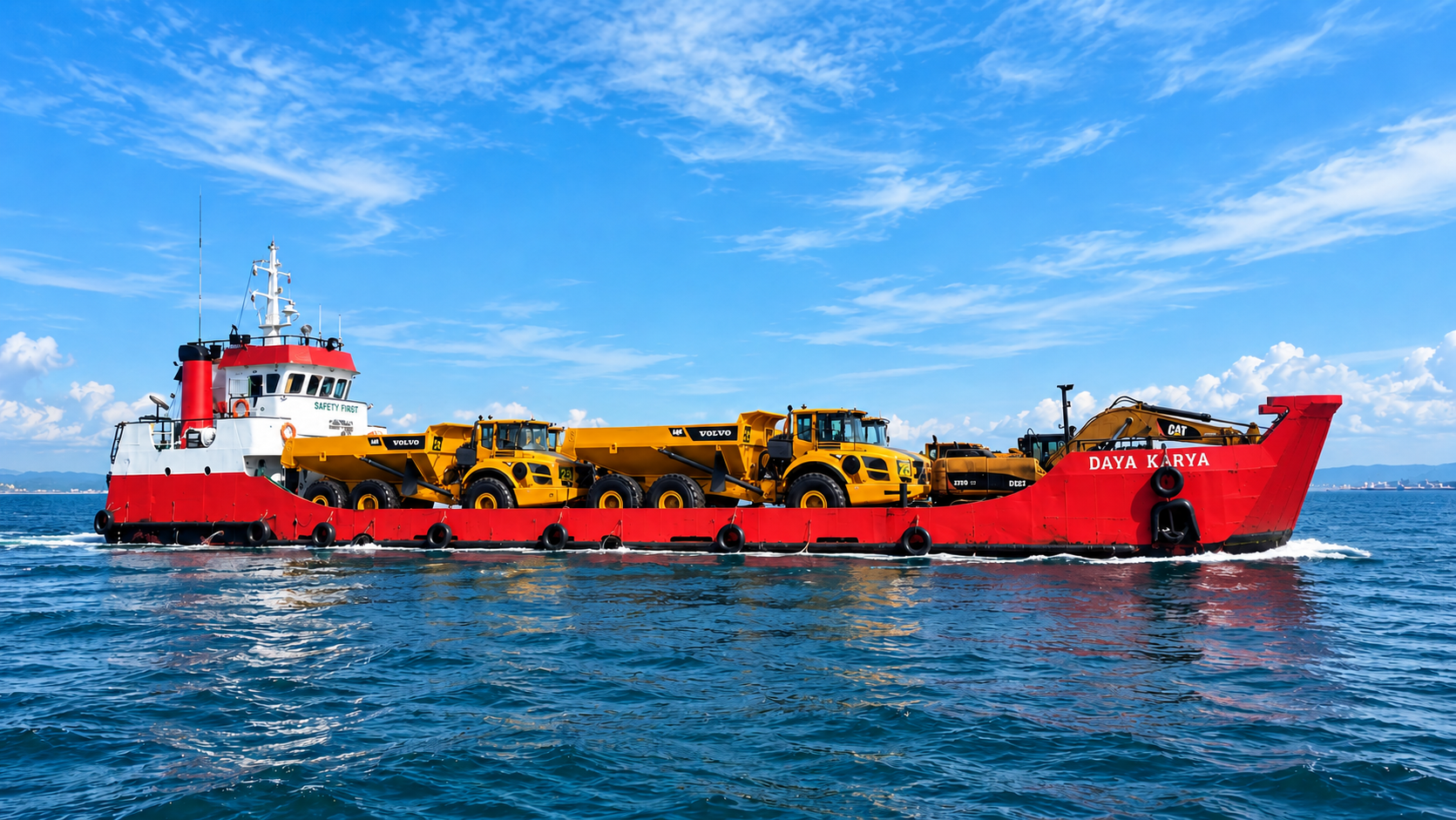 TMA Shipping LCT transporting heavy equipment across Indonesian waters